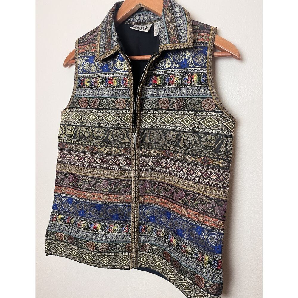 Chico’s Design Embroidered Vest Multicolor Full Zip Women’s Sz 0 (Small) - Picture 2 of 10